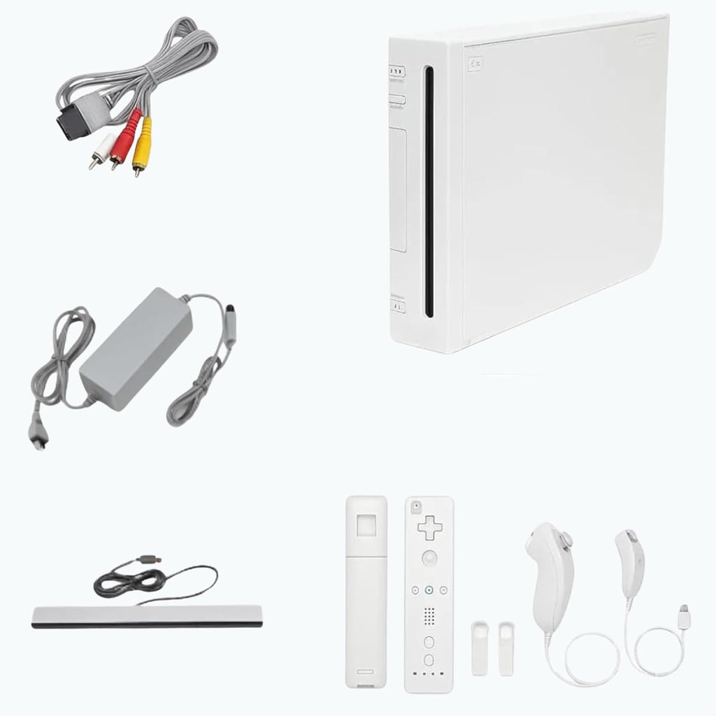 Nintendo Wii Console (White) with Controllers, Nunchucks, Sensor Bar, AV Cable, and Power Cord (Renewed)