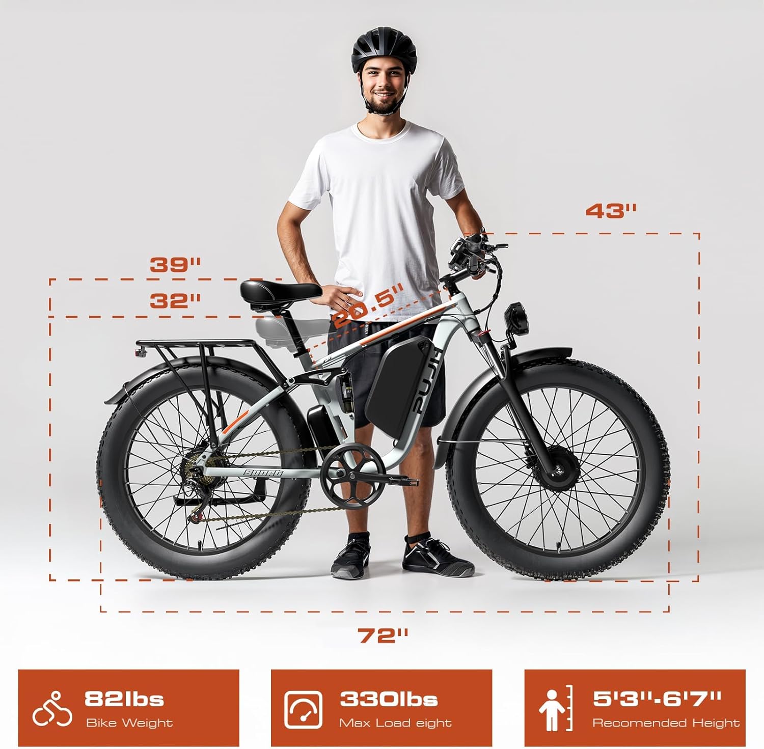 4000W Dual Motor Ebike with 52V 25Ah Removable Battery for Adults,Max Speed 38MPH Up to 100 Miles,24" Fat Tire Electric Bike for Snow Off-Road Commuter E-Bike for Men