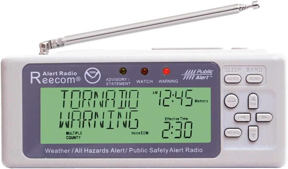 Unique Simultaneously Monitor Multiple Channel Alerts (in Standby) with EOM Detection, Reecom R-500 Same Weather Alert Radio with AM/FM (Light Grey)