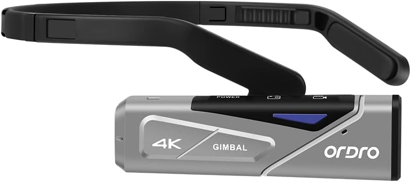 ORDRO EP7 4K 60FPS Camcorder Head-Mounted Video Camera, Wi-Fi APP Control, 2-Axis Gimbal Stabilizer with Remote Control