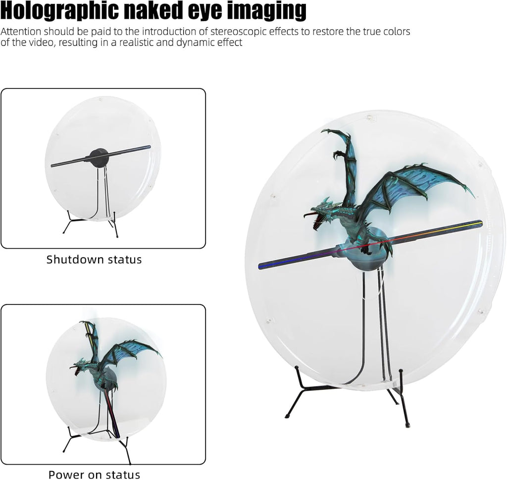 3DHologramFan with Cover, 3DHologram Projector HD LED Advertising Display with Remote and Bluetooth and WiFi,700 Video Library and for Business,Bar,Halloween (45CM 3dHologramFan with Cover)