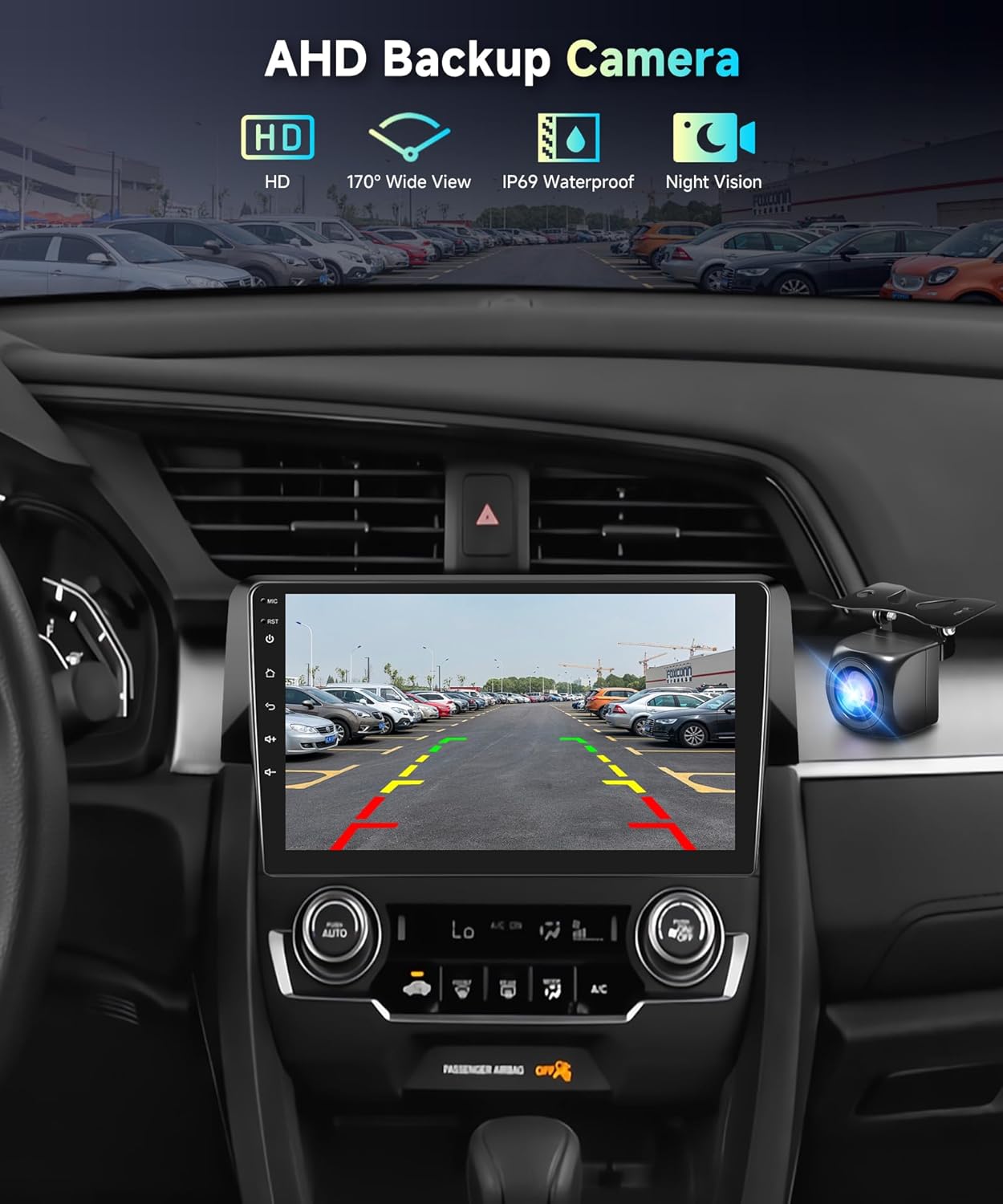 5Ghz Wifi 2G+64G for Honda Civic 2016-2020 Radio,【Android 15 Build-in DSP EQ】Car Stereo with 5.0Bluetooth,Wireless Carplay Android Auto,9inch IPS Touch Screen,IP69k Backup Camera,26UIs,GPS Chip,FM/RDS