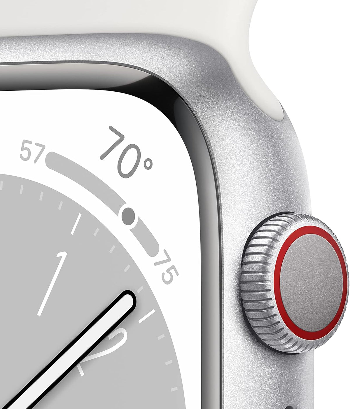 Apple Watch Series 8 GPS + Cellular 45mm Smart Watch w/Silver Aluminum Case with White Sport Band - S/M. Fitness Tracker, Blood Oxygen & ECG Apps, Always-On Retina Display, Water Resistant