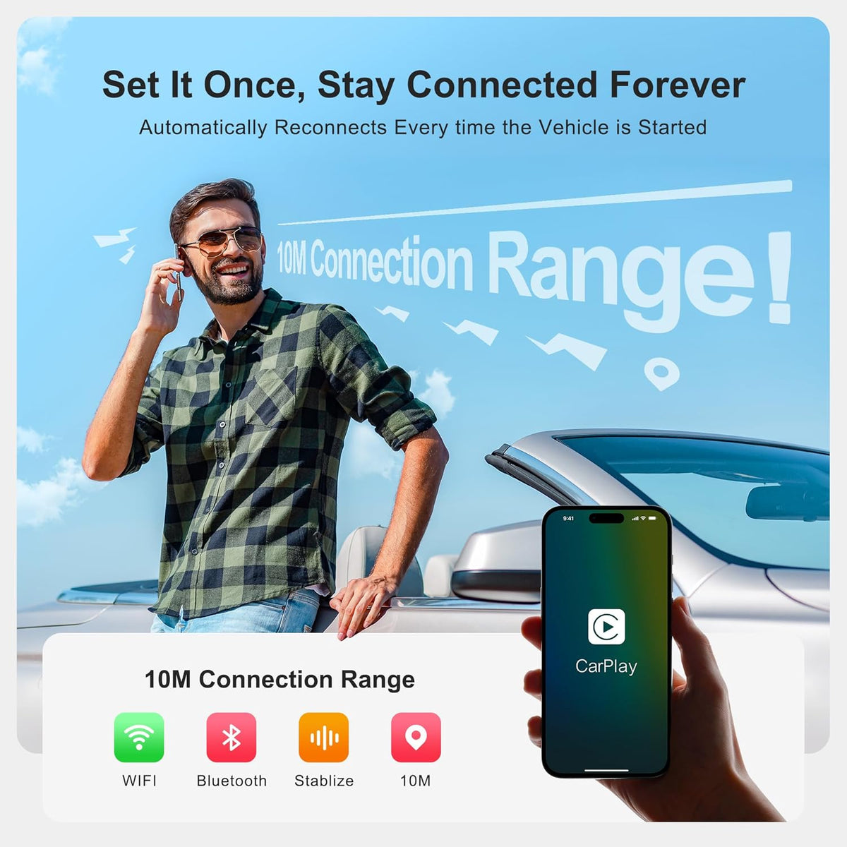 FAIMEE AI Box Wireless CarPlay & Auto Adapter - Plug & Play, Dual-Band WiFi, Bluetooth 5.0, 4K Video Support, Android 12.0 System, Compatible with Factory CarPlay & Android Auto （4GB RAM+32GB ROM）