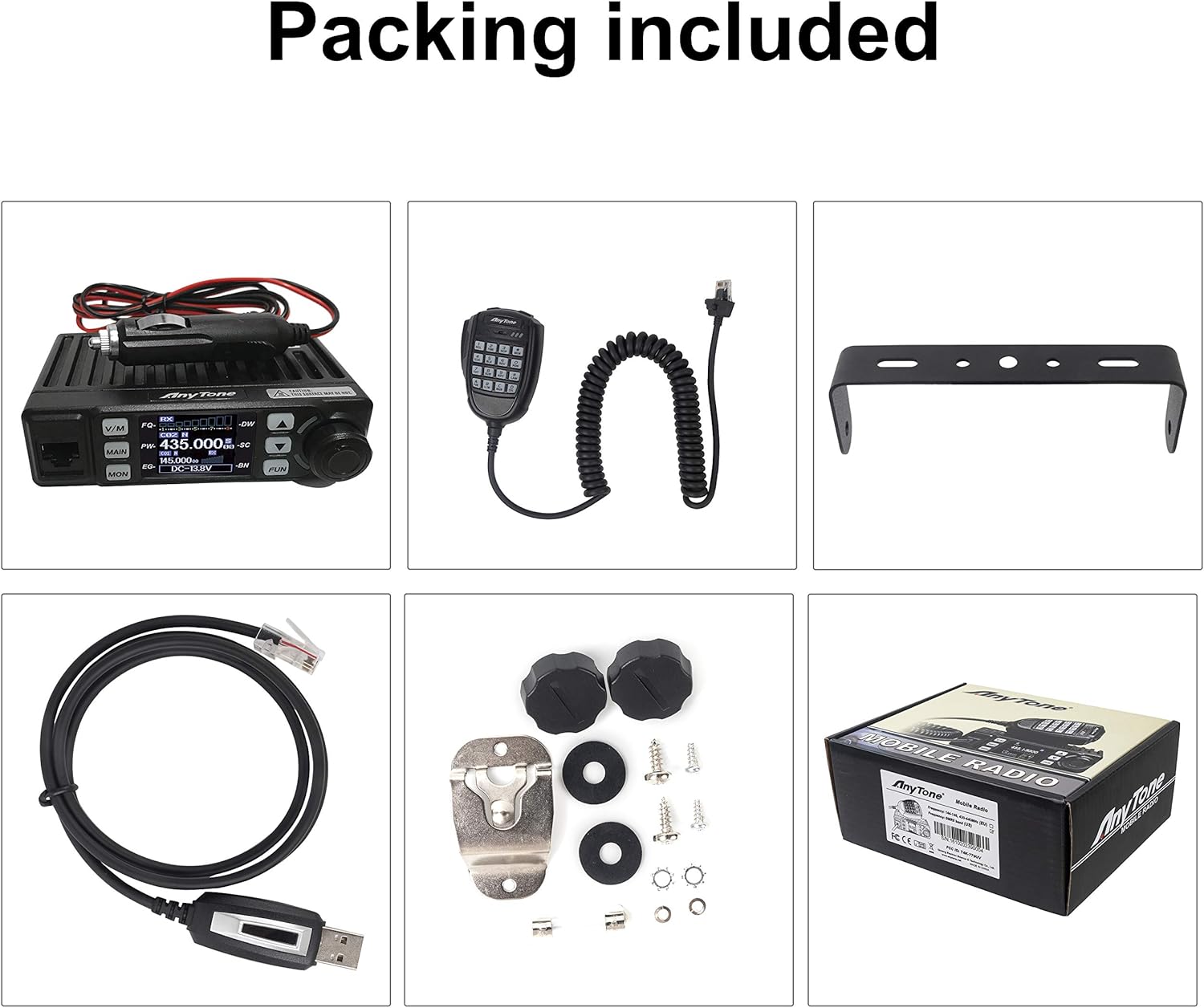 AnyTone Mini Size Dual Band Transceiver Mobile Radio VHF/UHF Two Way Radio AT-779UV for Car Vehicle Black