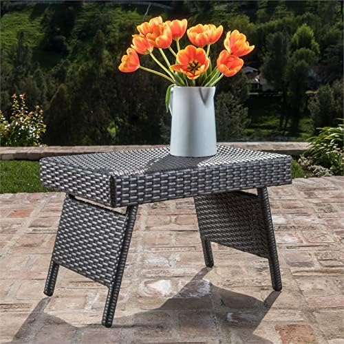 GDFStudio Savana 3 Piece Outdoor Wicker Lounge with Water Resistant Cushions & Coffee Table (Grey/Beige)