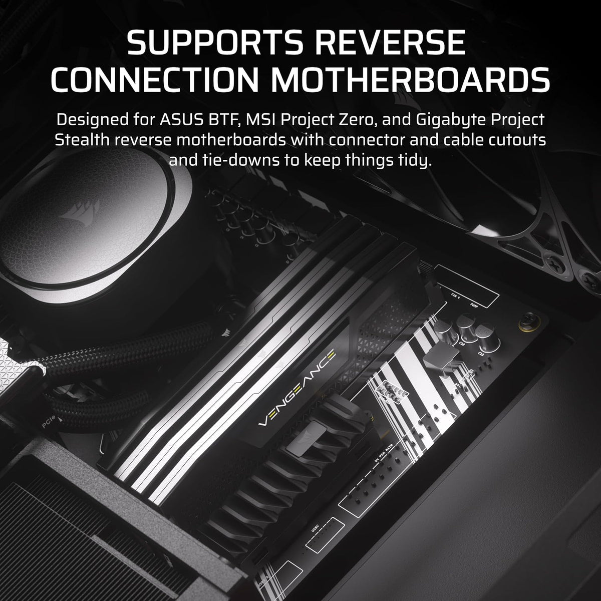 CORSAIR 4000D RS ARGB Frame Modular Mid-Tower ATX PC Case, High Airflow, 3X Pre-Installed RS Fans, InfiniRail™ Mounting System, ASUS BTF, MSI Zero, Gigabyte Stealth, Black