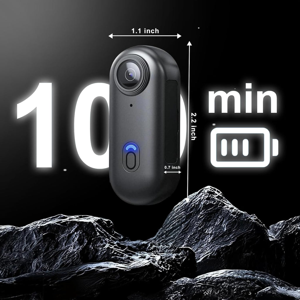 Thumb Action Camera | Mini POV Sports Camera, Waterproof Action Camera the Size of a Thumb for Running, Cycling, Hiking, Swimming, Outdoor Adventures, Vlogging (Black, 128, GB)