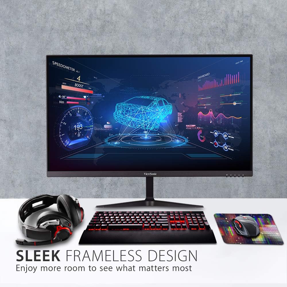 ViewSonic VX2718-P-MHD 27 Inch 1080p Gaming Monitor, 180Hz and 1ms for Smooth Gameplay, FreeSync and Eye Care Technology for Comfortable Viewing, HDMI, and DisplayPort Inputs