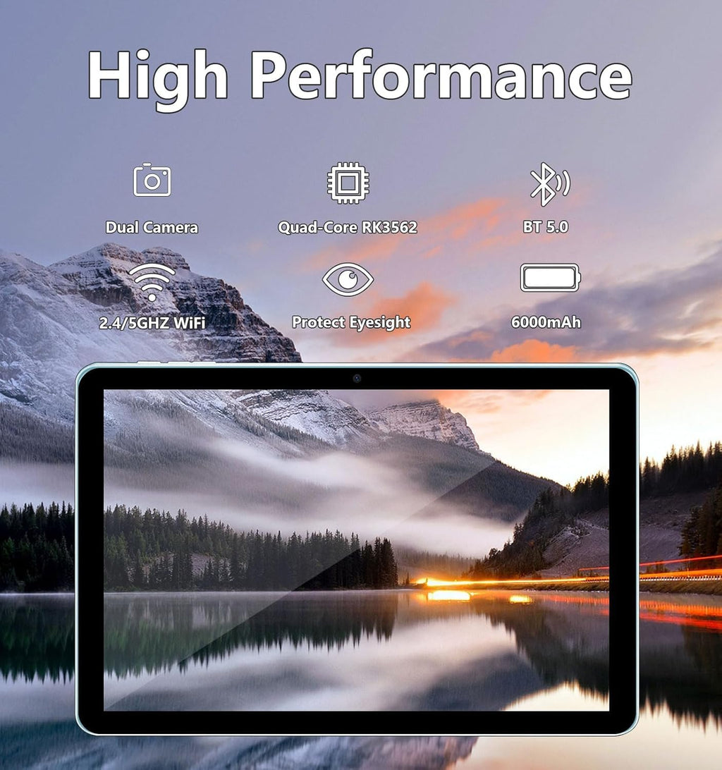 ECOPAD 10.1 Inch Tablet, Android 15 Tablets 12GB(4+8) RAM / 64GB ROM / 1TB SD Card Expansion, 1280x800 IPS HD Touchscreen, 6000mAh Battery, Bluetooth 5.0, Dual Cameras, GMS, Dual Band WiFi, Blue