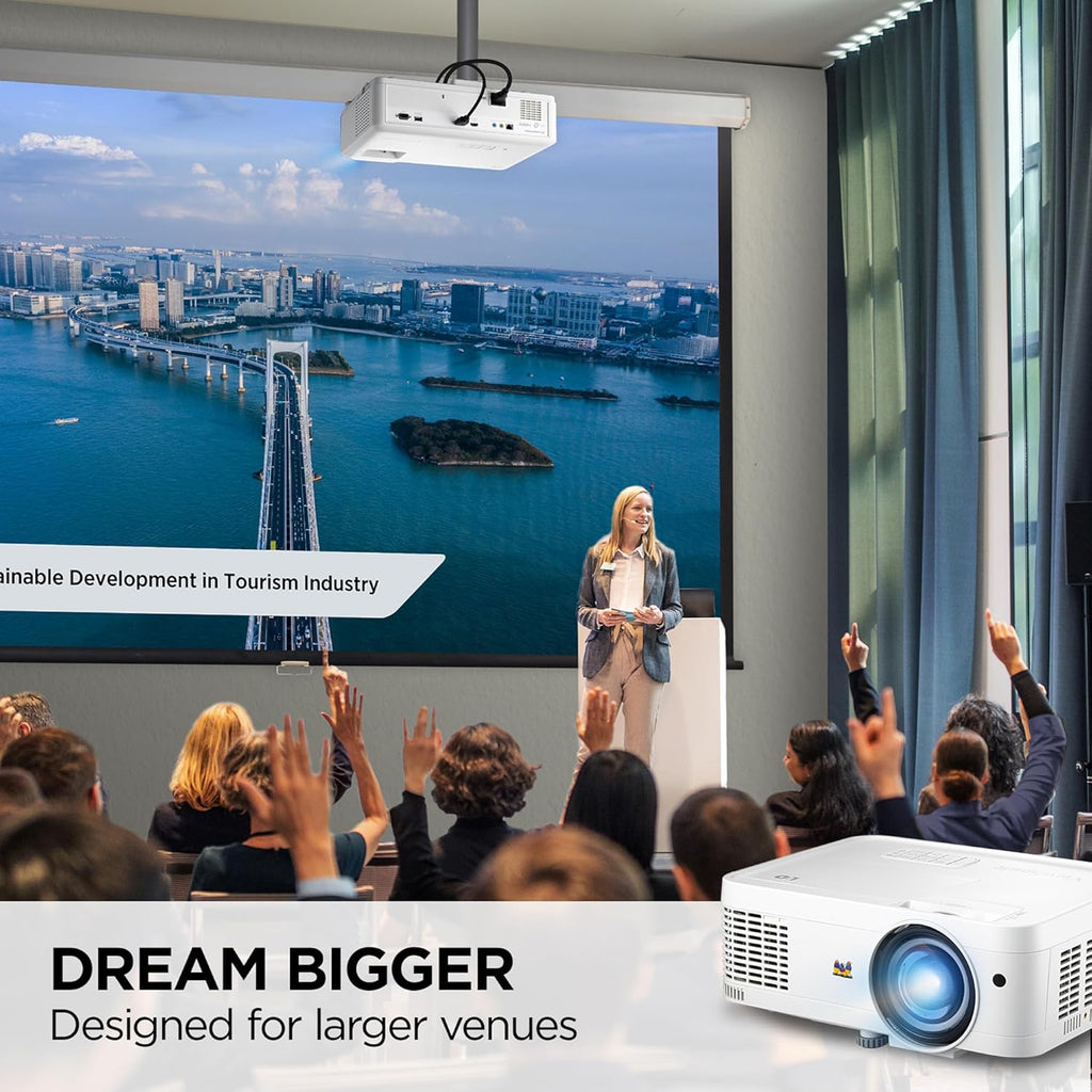 ViewSonic LS560WH 3000 Lumens WXGA Short Throw LED Projector with HV Keystone and LAN Control for Business and Education(Renewed)