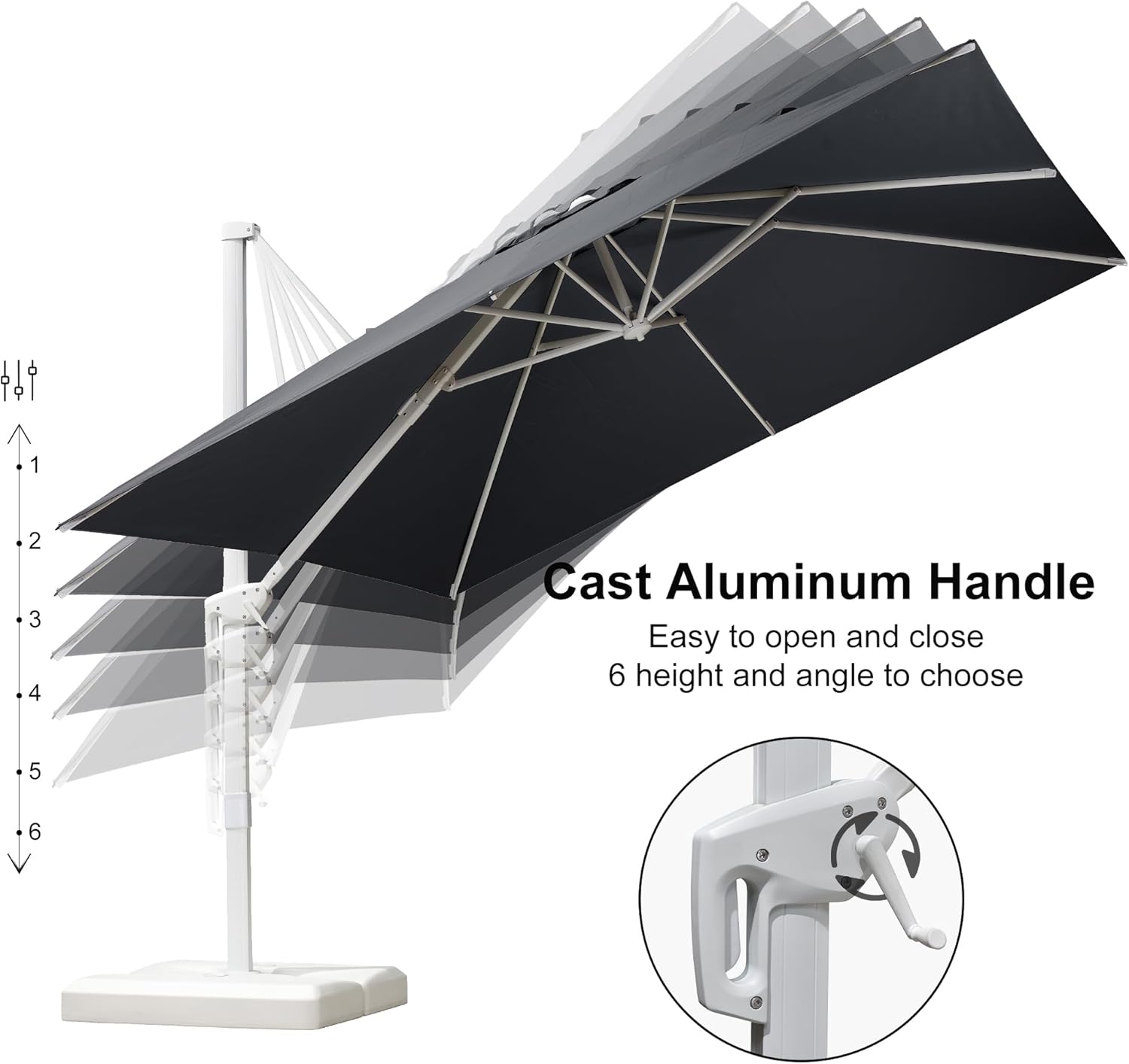 PURPLE LEAF 9' × 11.5' Patio Umbrella With Base White Cantilever Umbrella Square Outdoor Offset Umbrella Windproof with 360° Rotation for Garden Deck Pool, Grey