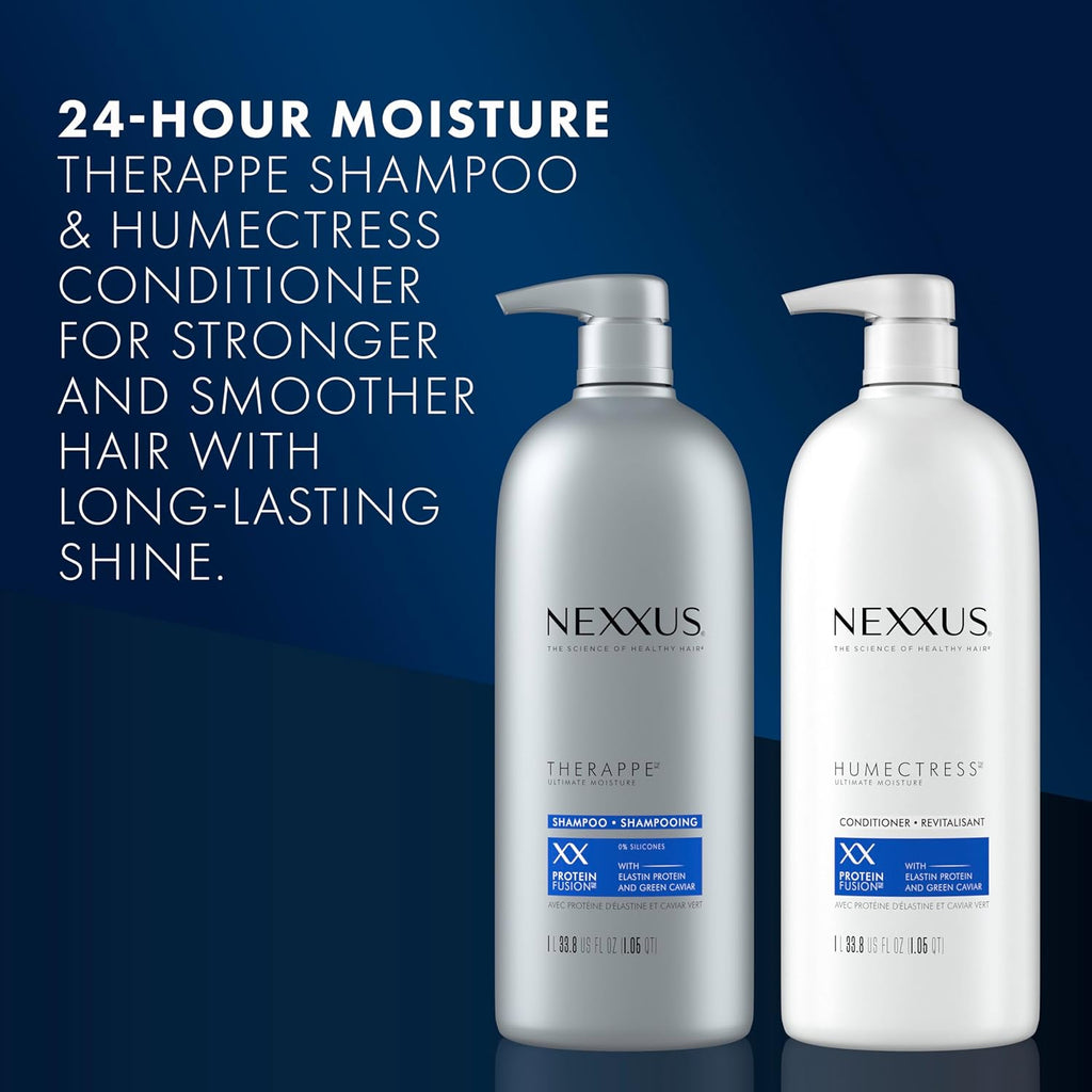 Nexxus Shampoo and Conditioner Therappe Humectress 2 Count for Dry Hair Silicone-Free, Moisturizing Caviar Complex and Elastin Protein for thicker and stronger hair 33.8 oz
