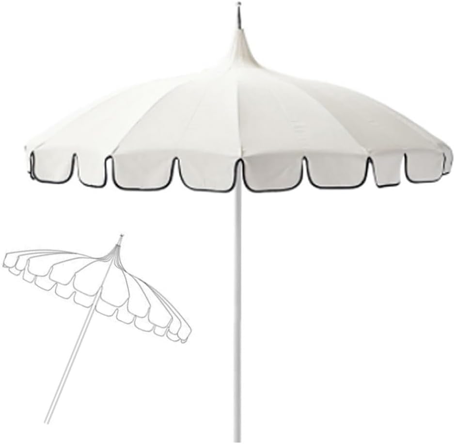 8.5FT Pagoda Patio Umbrella Large Boho Beach Umbrella UV Protection Outdoor Market Table Umbrella For Holiday, Pool, Yard(White)