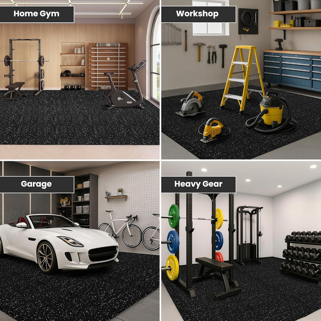 bemaxx Gym Mats Set - 48 pcs EVA Interlocking Foam Floor Tiles (24.4"x24.4"x0.4") 192 sqft Protective Gym Flooring Sports Home Workout Exercise Mats Puzzle Garage Fitness Play-Room Pool Treadmill Bike