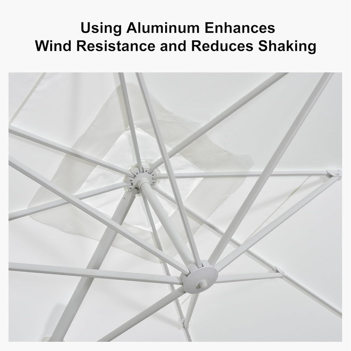 PURPLE LEAF 9 FT Patio Umbrella Outdoor White Cantilever Umbrella Aluminum Square Outdoor Offset Umbrella Hanging Windproof with 360° Rotation for Garden Deck Pool, White