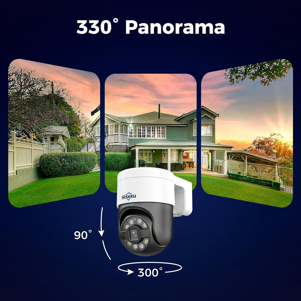 300°Pan 90°Tilt+Human Tracking Hiseeu 4K PoE PTZ Camera System,NVR Security Camera System w/6Pcs 5MP Wired Security Camera Outdoor&Indoor,2-Way Audio,Waterproof,7/24 Record for Home Surveillance