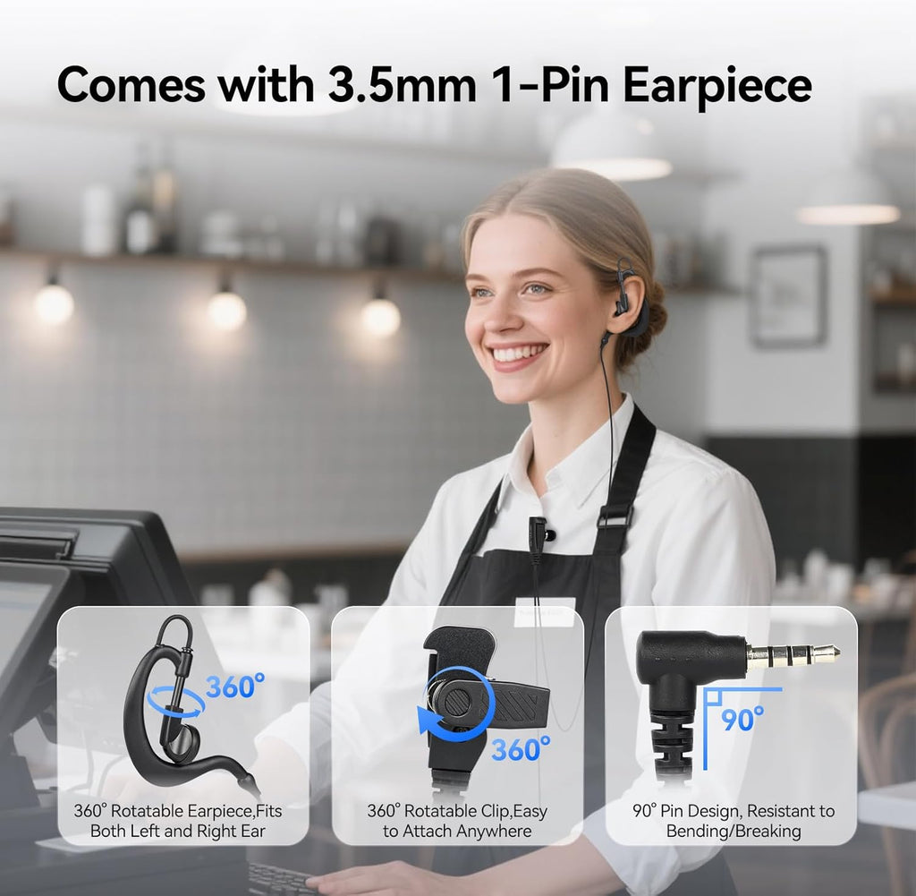(3nd Gen RT22) Retevis B3H Walkie Talkies for Adults-Ultra Slim, with Earpiece, 6 Way Multi Unit Charger, 1620 mAh, LED Display, Business Portable FRS Two-Way Radios for Retail Store (6 Pack)