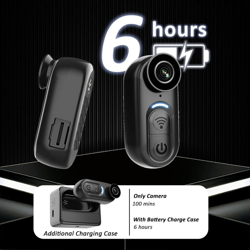 4K Wearable POV Action Camera, IPX7 Waterproof Mini Body Camera with 6-Axis Image Stabilization, Hands-Free Thumb Camera for Cycling Vlog Travel Outdoor Sports