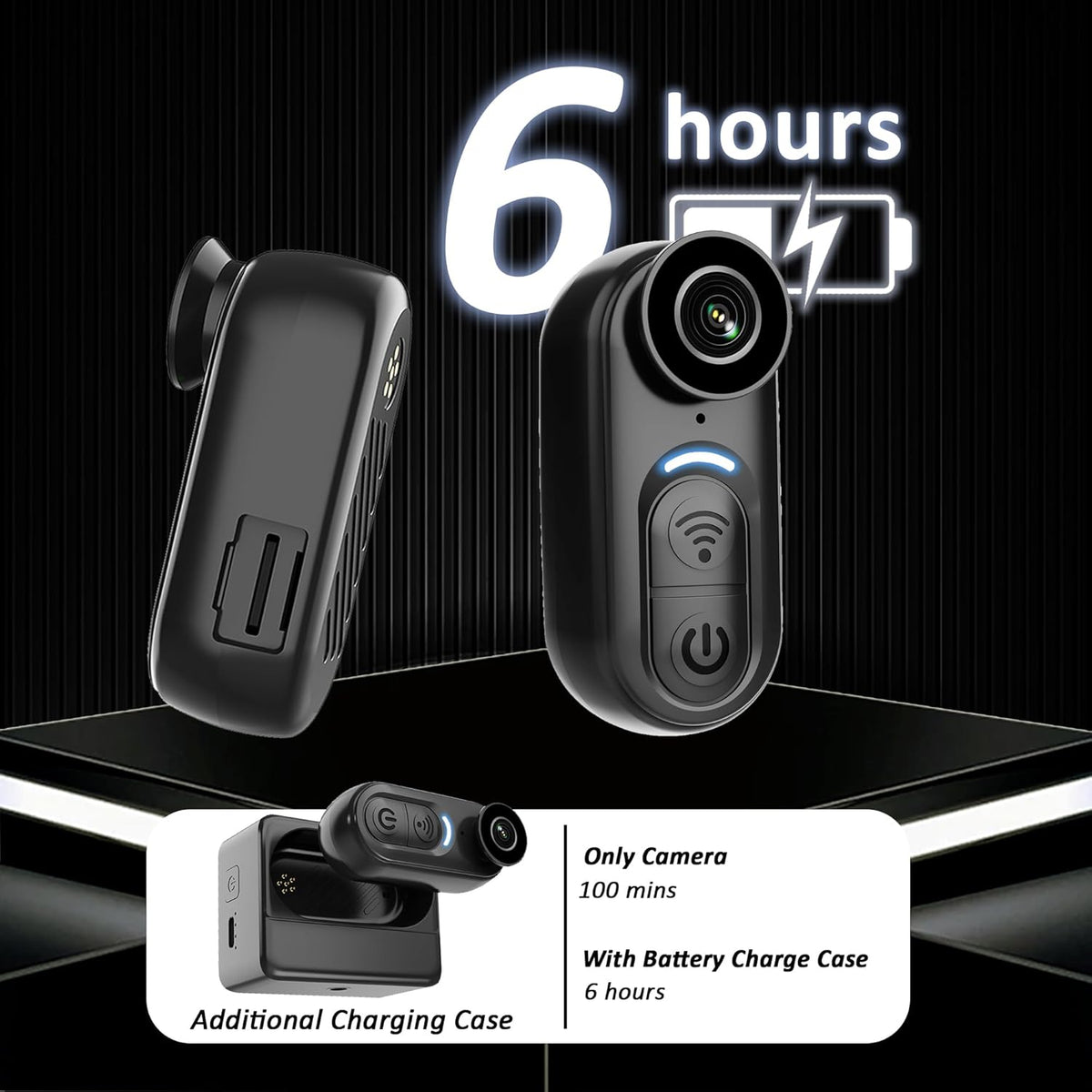 4K Wearable POV Action Camera, IPX7 Waterproof Mini Body Camera with 6-Axis Image Stabilization, Hands-Free Thumb Camera for Cycling Vlog Travel Outdoor Sports