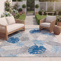 SAFAVIEH Washable Rug Outdoor Cabana Collection - 8' x 10', Grey & Blue, Non-Shedding & Easy to Clean, Ideal for Patio, Backyard, Mudroom (CBN831F)