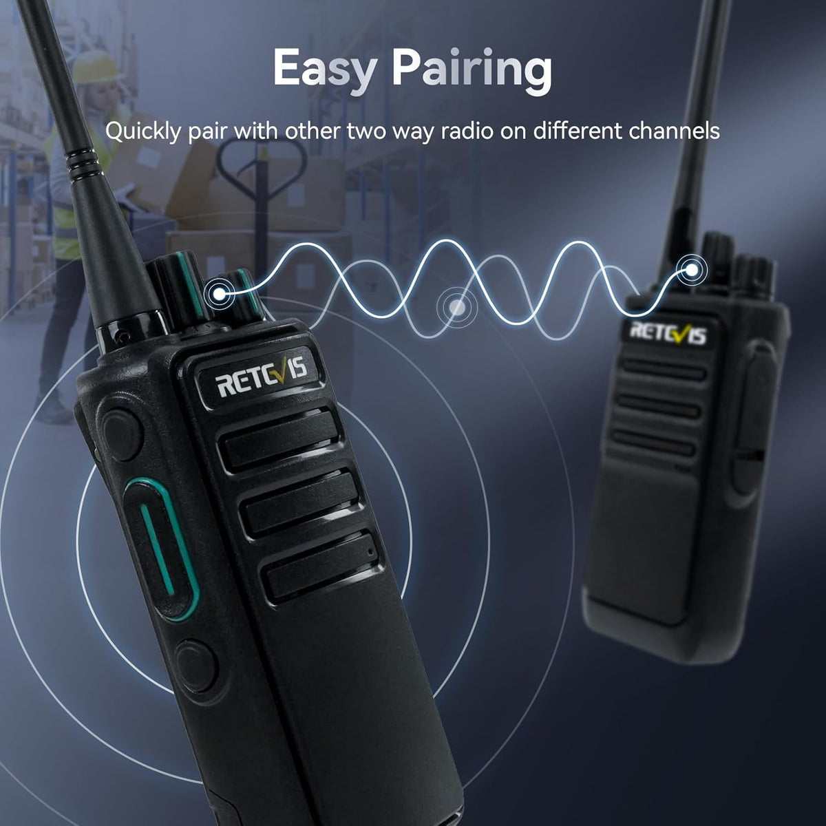 Retevis RB29 Walkie Talkies with Shoulder Mic,Rechargeable 2 Way Radios 6 Pack,with 6 Way Multi Gang Charger,Intuitive Charging Progress,Rugged Two Way Radio for Business Factory Jobsite Warehouse