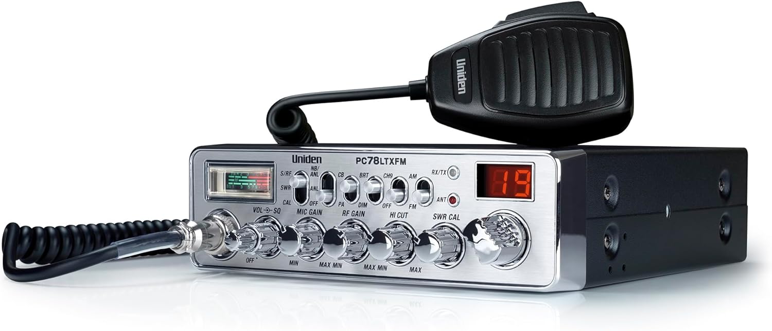 Uniden PC78LTXFM Professional 40-Channel CB Radio with Dual-Mode AM/FM, Integrated SWR Meter, PA/CB Function, Hi Cut, RF/Mic Gain Control, and Instant Channel 9