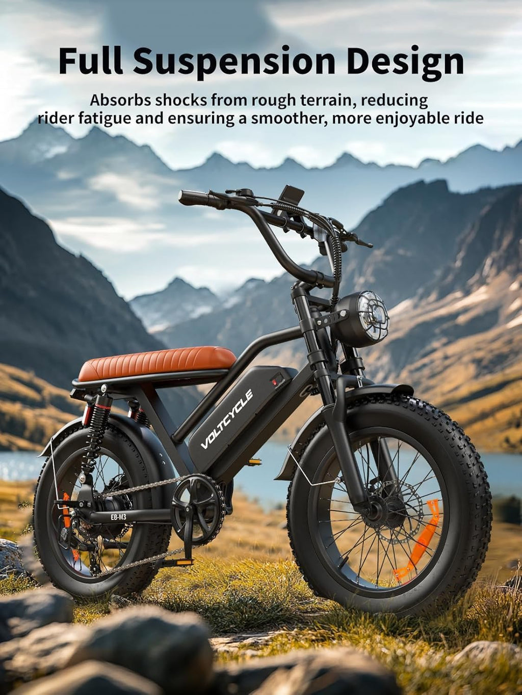 Electric Bike for Adults, 1500W Peak Motor 28 MPH 50Miles Fat Tire Ebike with 48V Removable Battery 20"x4.0" Electric Dirt Bike Hydraulic Suspension and 7-Speed,All-Terrain Unisex ebikes