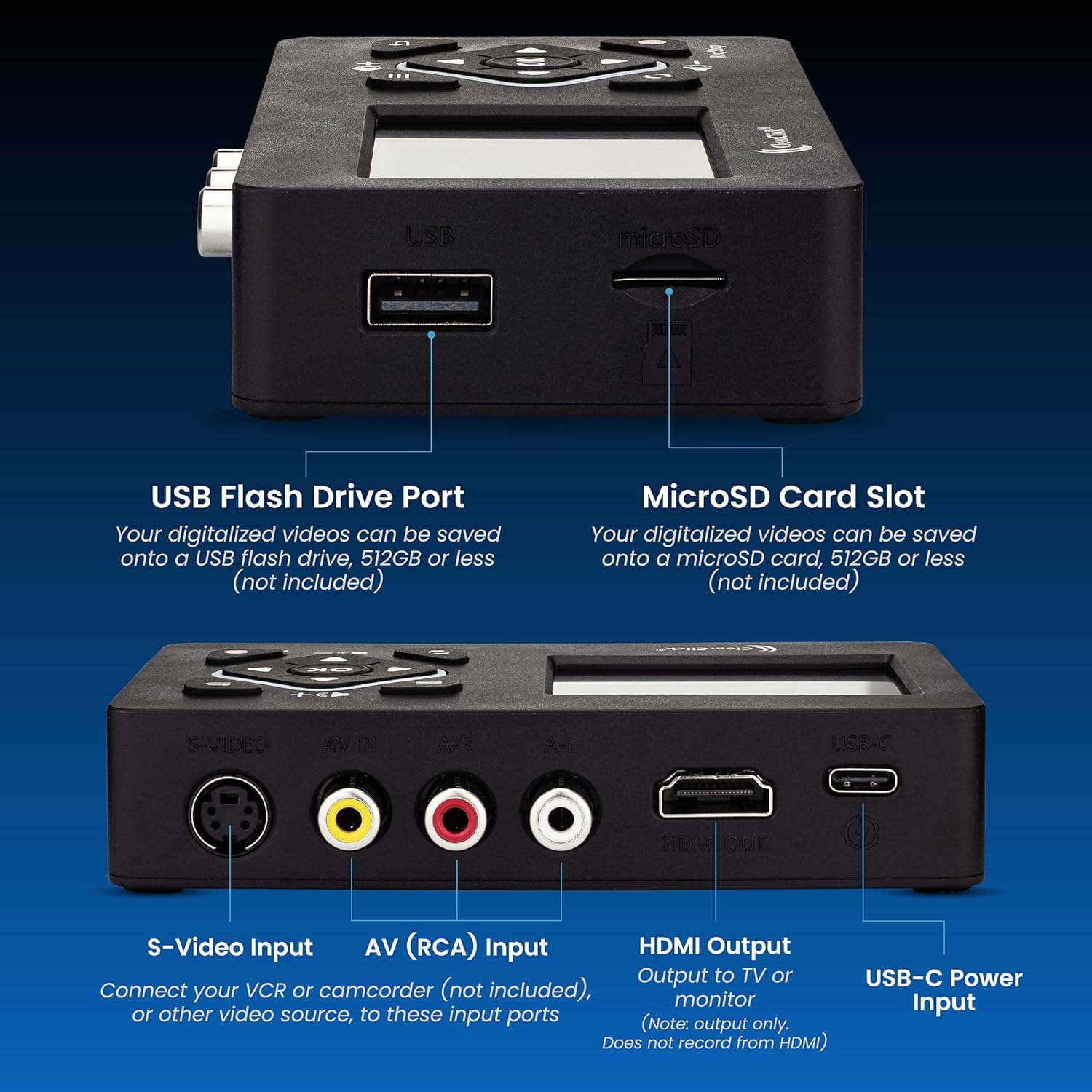 ClearClick Video to Digital Converter 2.0 (Second Generation) Mini Edition - Record Video from VCR's, VHS Tapes, AV, RCA, Hi8, Camcorder, DVD, Gaming Systems Requires Working VCR/Camcorder & Tapes