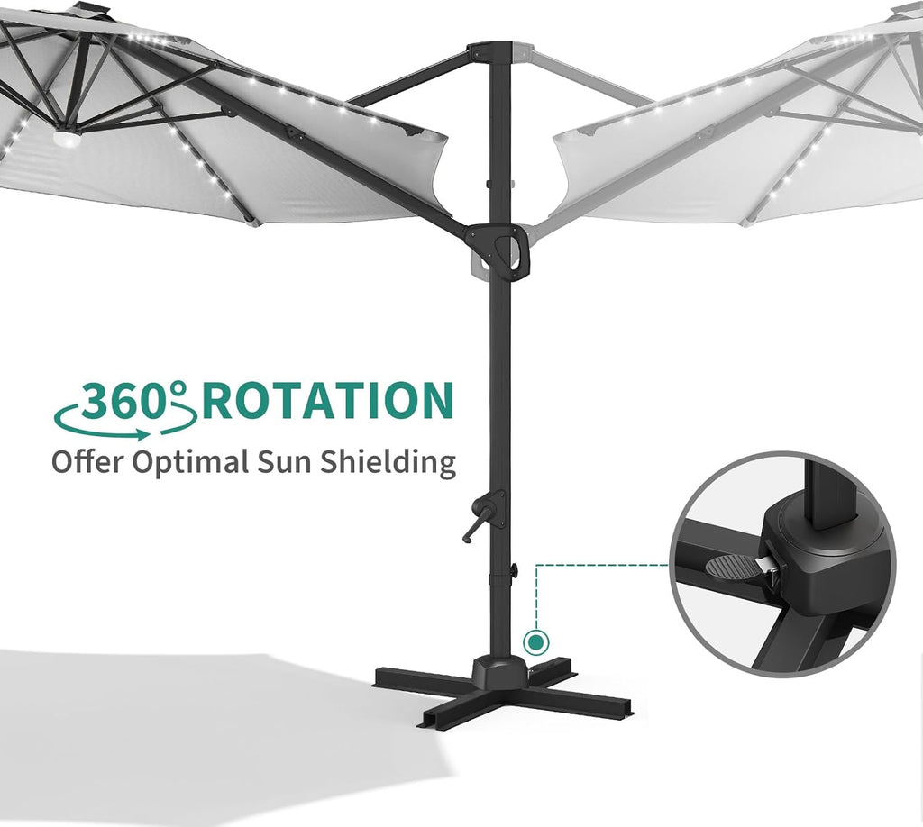 Garvee Cantilever Patio Umbrella 10ft Large Round Umbrella Outdoor Market Umbrellas 360°Rotation Offset Hanging Outdoor Shade for Patio