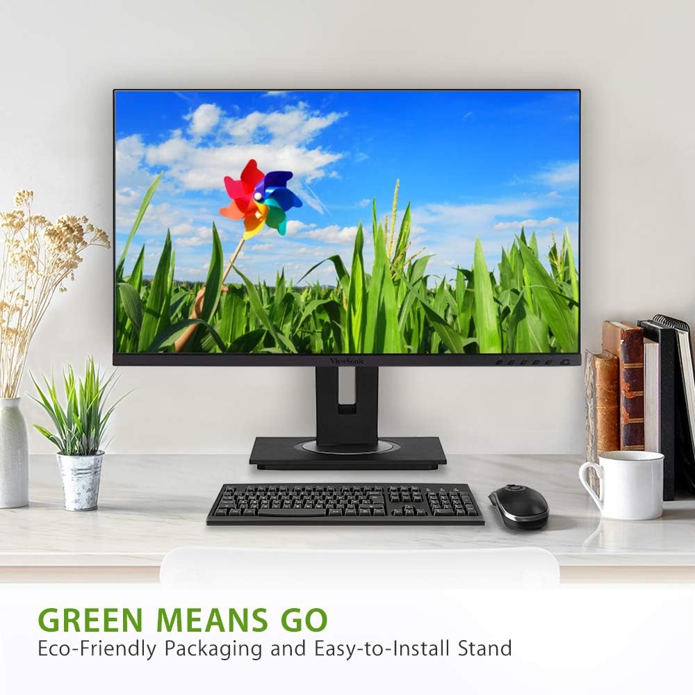 ViewSonic VG2755-2K 24 Inch IPS 1440p Monitor with USB C, HDMI, DisplayPort and 40 Degree Tilt Ergonomics (Renewed)