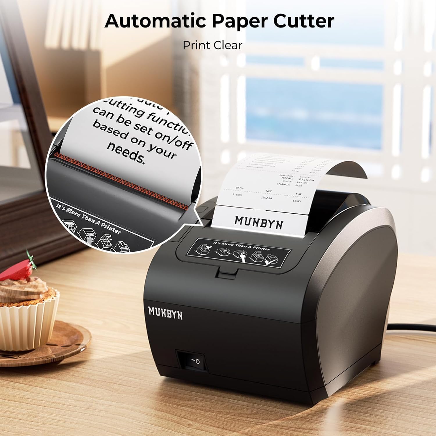MUNBYN WiFi Receipt Printer with USB Port, 80mm WiFi POS Printer Works with Mac Windows Chromebook Linux Cash Drawer, No Support for Square, Zettle, Shopify, Kyte, Bluetooth or 5G Wi-Fi