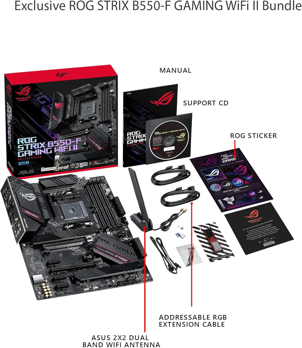 Asus ROG Strix B550-F Gaming WiFi II AMD AM4 (3rd Gen Ryzen) ATX Gaming Motherboard (PCIe 4.0,WiFi 6E, 2.5Gb LAN, BIOS Flashback, HDMI 2.1, Addressable Gen 2 RGB Header and Aura Sync)