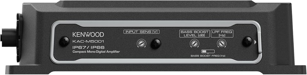 KENWOOD KAC-M5001 Compact Car/Marine Monoblock Class D Amplifier, 600W, IP67/IP66 Waterproof & Dustproof Subwoofer Amp, Speaker Level Input, Signal Sensing Turn-On, Wired Level Control