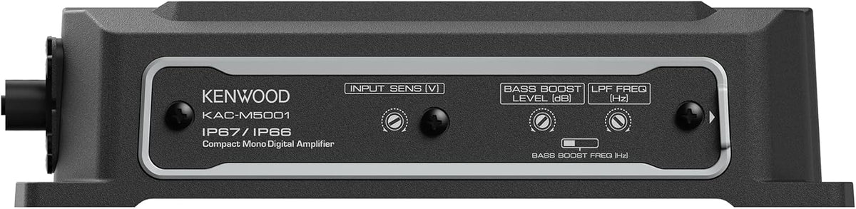 KENWOOD KAC-M5001 Compact Car/Marine Monoblock Class D Amplifier, 600W, IP67/IP66 Waterproof & Dustproof Subwoofer Amp, Speaker Level Input, Signal Sensing Turn-On, Wired Level Control