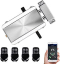 Electronic Door Lock, Zinc Alloy Anti-Theft Remote Door Lock with 4 Remote Controls, Keyless Entry Smart Remote Control Lock for Home Office Garage, Remote/TTLock/Bluetooth Unlock ﻿