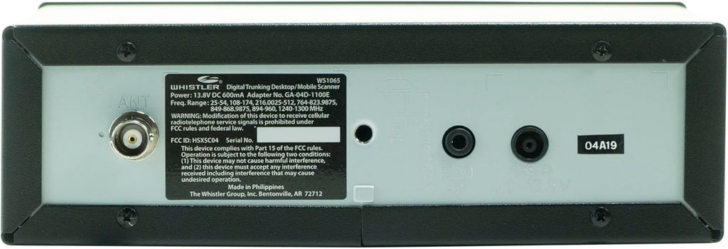 Whistler WS1065 Digital Trunking Desktop Scanner – Programmable Police/Fire Radio with Backlit Display, 1800 Memory Channels, and V-Scanner Technology – Black