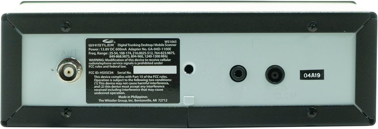 Whistler WS1065 Digital Trunking Desktop Scanner – Programmable Police/Fire Radio with Backlit Display, 1800 Memory Channels, and V-Scanner Technology – Black