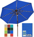 EliteShade USA 10-Year-Non-Fading 9ft Market Patio Umbrella, Commercial Grade Table Sun Umbrella with 80 Solar LED Lights, Crank Open, Windproof & UPF 50+ UV Protection for Garden, Deck, Pool, Backyard, Royal Blue