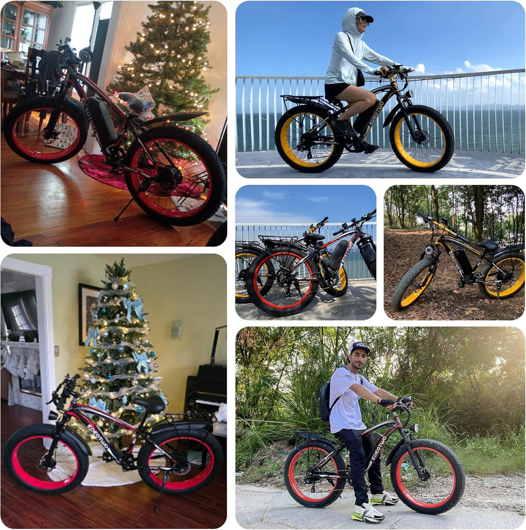 Electric Bike for Adults,1500W Peak Motor E Bikes, 26" Fat Tire Electric Bicycle, 20 MPH 60 Miles Electric Mountain Bike, Removable Battery, Dual Brake, 7 Speed