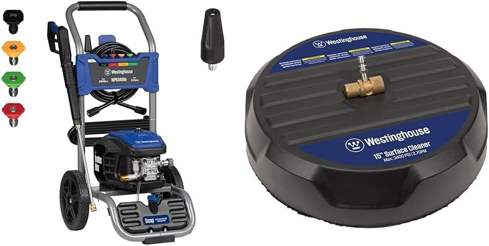 Westinghouse Electric Pressure Washer Bundle with 3400 PSI 2 GPM Washer and 15" Surface Cleaner Attachment