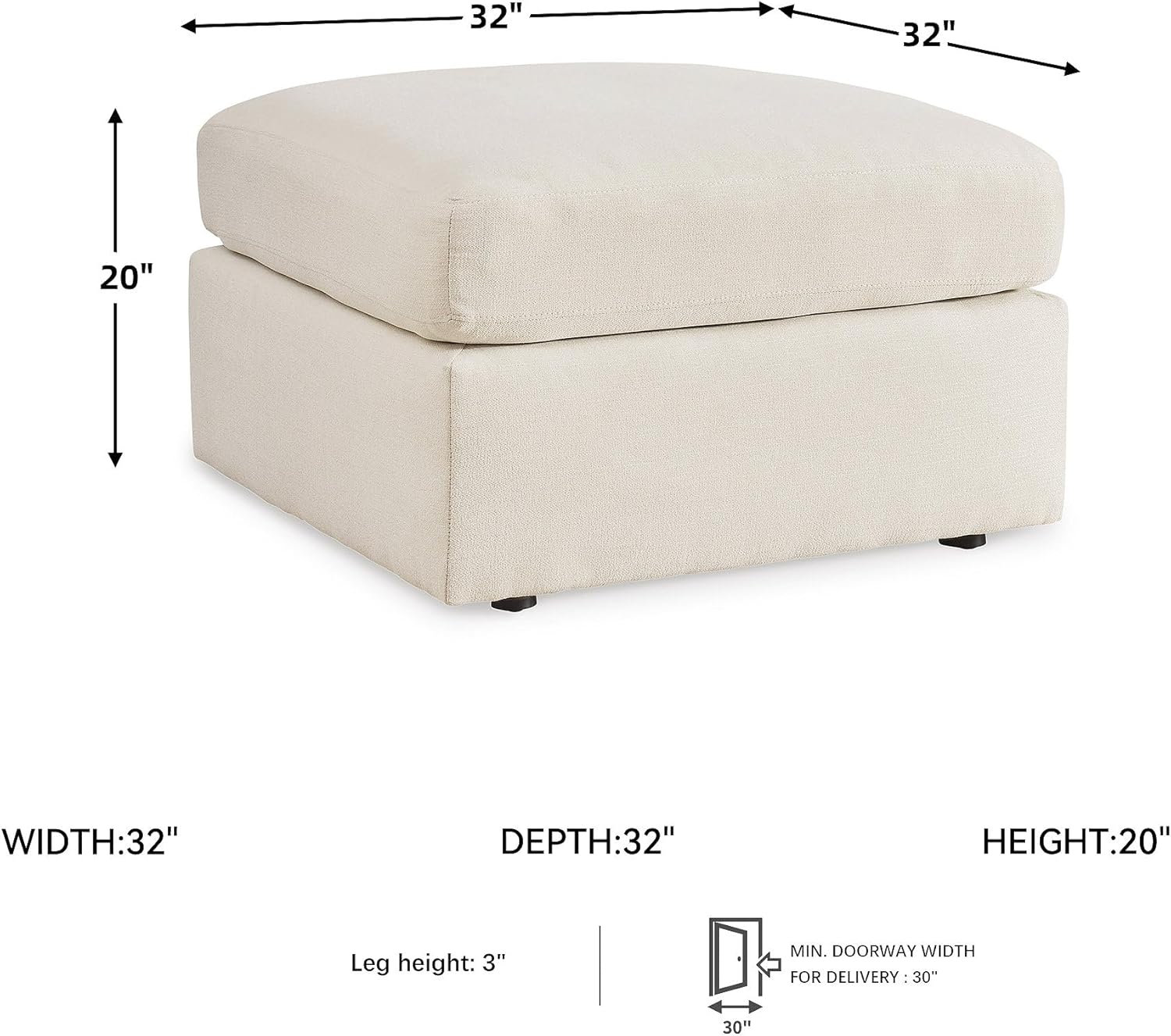 Signature Design by Ashley Modmax Modern Stain Resistant Oversized Accent Ottoman with Foam Cushion, Beige