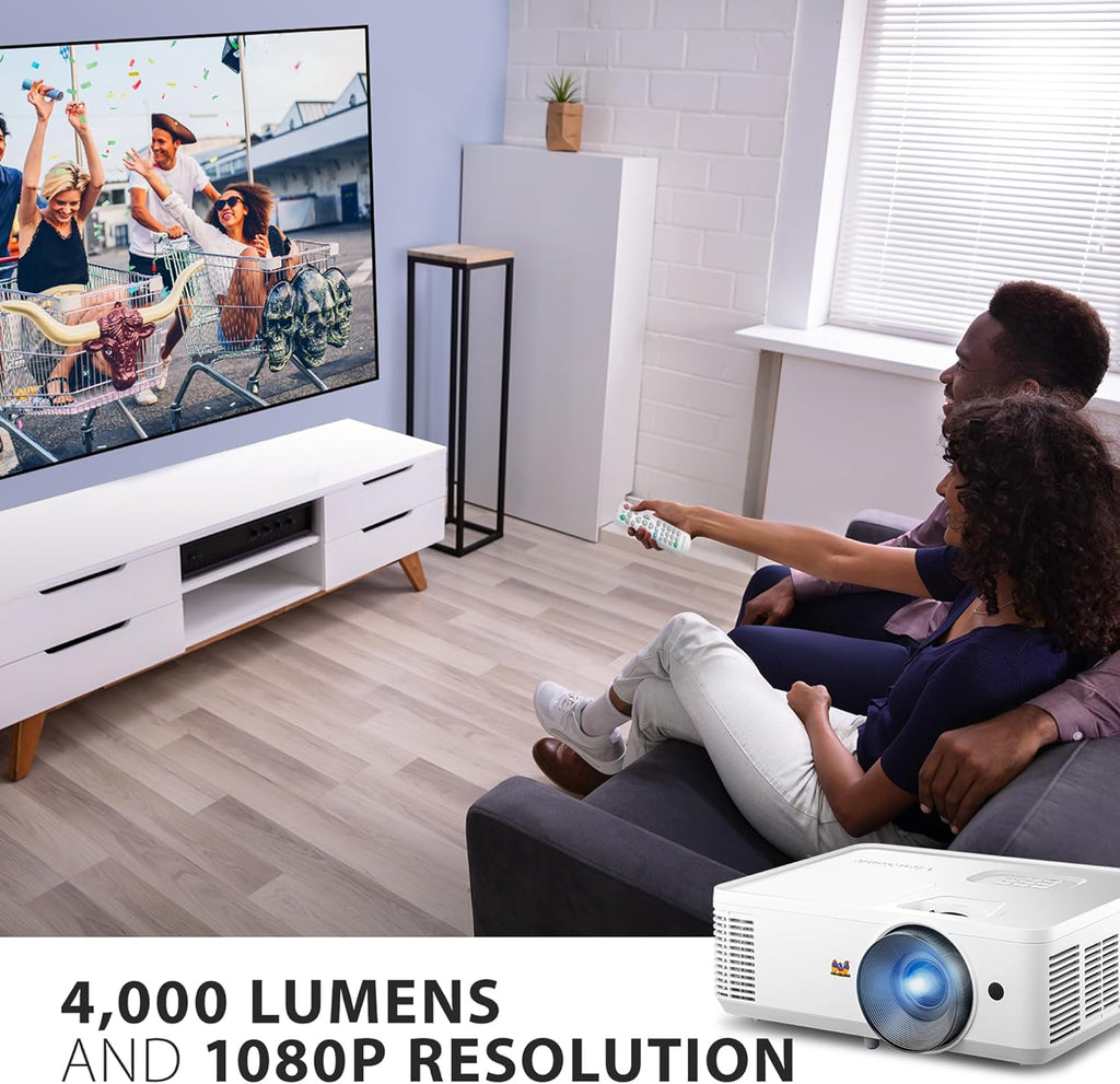 ViewSonic PA503HD 4000 Lumens High Brightness Projector with 1.1x Optical Zoom, USB, and HDMI inputs for Home and Office (Renewed)