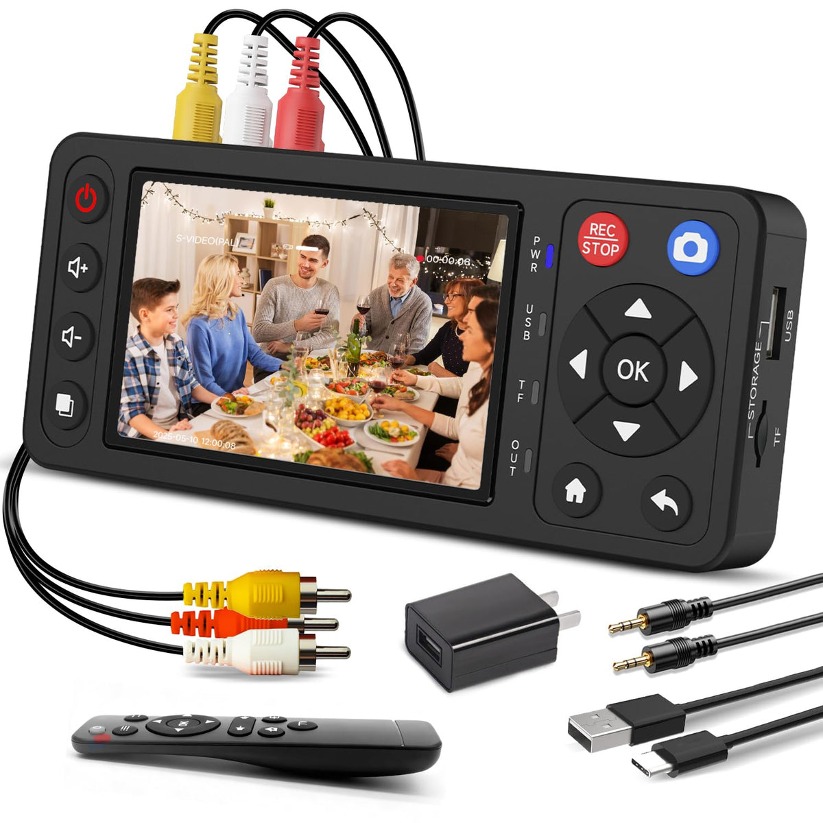 VHS to Digital Converter with 4" HD Screen, VCR to Digital Converter, Convert to MP4 Compatible with VHS, VCR, DVR, DVD, Hi8, Mini DV, Camcorders(Tapes/DVD Player Not Included)