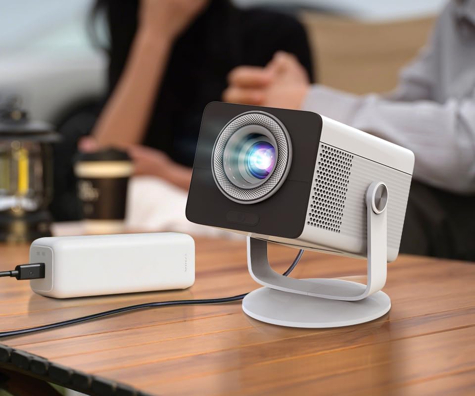 HP MC400 Mini Portable Smart Projector with WiFi and Bluetooth, Short Throw 4K Support & 1080P, Wireless Screen Mirroring, Built-in App & Speaker, USB-C Powered for Home Theater and Outdoor Movies