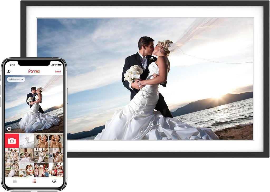 Skyrhyme 15.6'' Digital Picture Frame with 1920x1080 IPS Touch Screen, 32GB Frameo WiFi Digital Photo Frame, Share Photos/Videos and Send Best Wishes via Free App