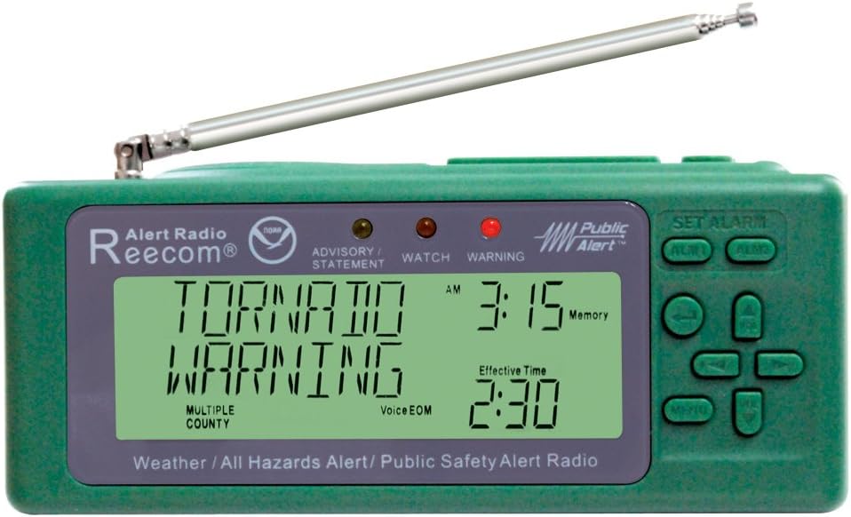 Unique Simultaneously Monitor Multiple Channel/Station Alerts (in Standby) with EOM Detection, Reecom R-200 Same NOAA Weather Alert Radio (Green)