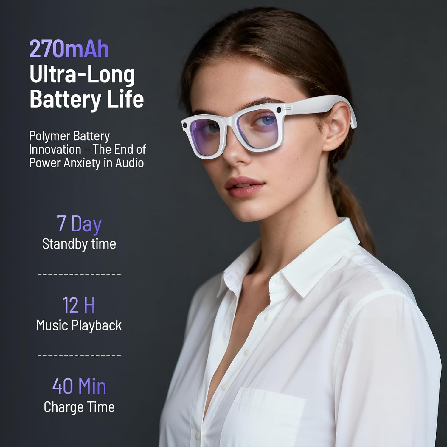 AI Smart Glasses with Camera and Bluetooth, 8MP 4K Camera Glasses with Translation & Voice Control, Video, Audio Recording, IP67 Waterproof Smart Glasses for Business & Outdoor(Photochromic)