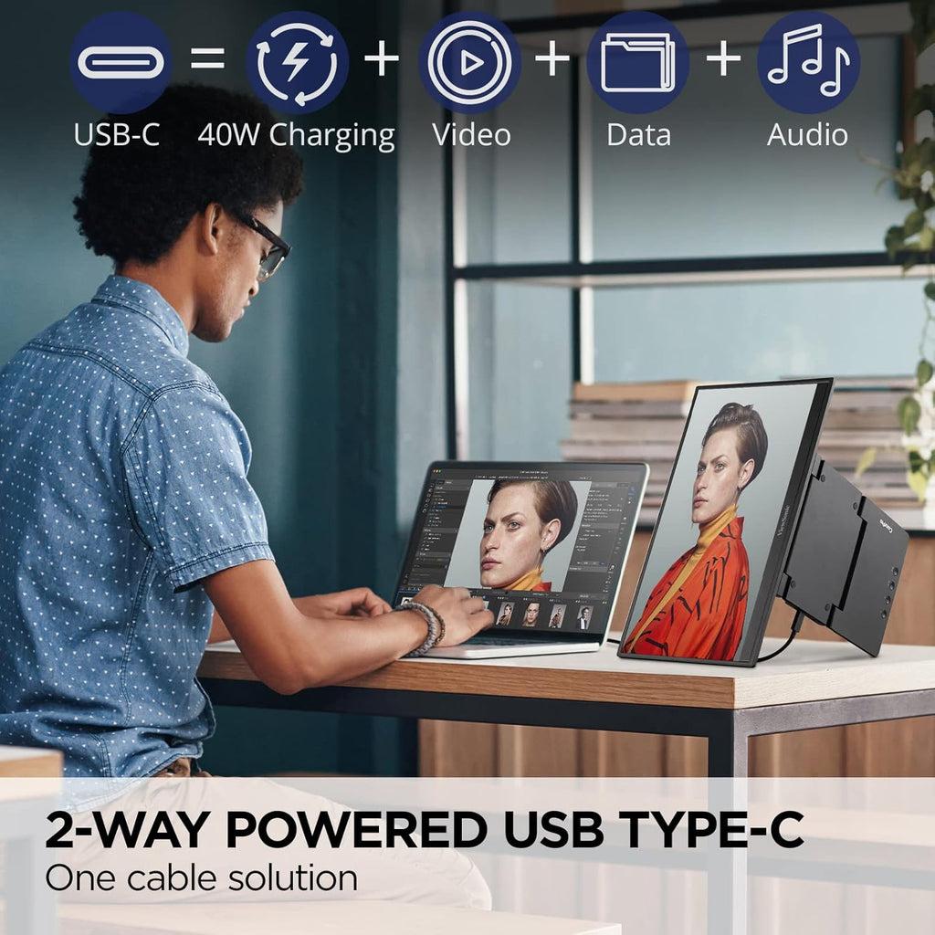 ViewSonic VP16-OLED 15.6" Portable 1080p OLED Monitor with 60W USB-C and mini-HDMI, and Ergonomic Stand(Renewed)
