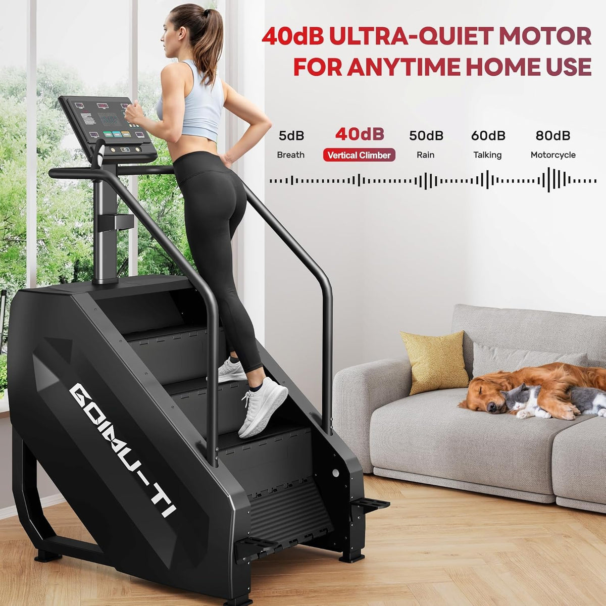 T1 Stair Stepper Machine, 550Lbs Commercial Grade Stair Climber for Home with 15 Resistance Level and LED Screen, Stepmill Exercise Machine for Full Body Workouts, 24-164 Steps/Min